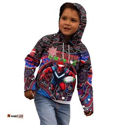 Merry Christmas AFL Demons Kid Hoodie Aboriginal Santa Football Mascot