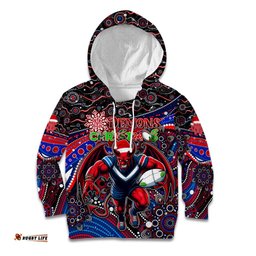 Merry Christmas AFL Demons Kid Hoodie Aboriginal Santa Football Mascot