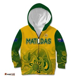 Personalised Australia Soccer Indigenous Kid Hoodie Women World Cup Matildas Gradient Ver.