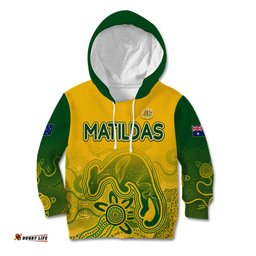 Personalised Australia Soccer Indigenous Kid Hoodie Women World Cup Matildas Gradient Ver.