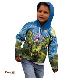 Personalised Jumping Kakapo Christmas Kid Hoodie New Zealand Fern Starry Night Style