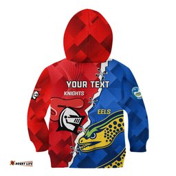 Personalised Eels and Knights Rugby Kid Hoodie Sporty Version