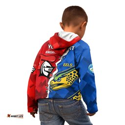Personalised Eels and Knights Rugby Kid Hoodie Sporty Version