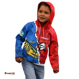 Personalised Eels and Knights Rugby Kid Hoodie Sporty Version