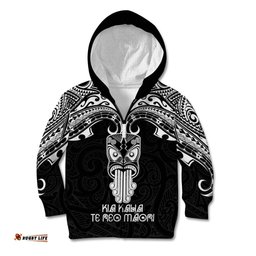 New Zealand Te Reo Maori Kid Hoodie Kia Kaha Maori Language Week Black Style
