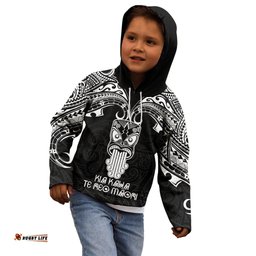 New Zealand Te Reo Maori Kid Hoodie Kia Kaha Maori Language Week Black Style