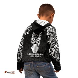 New Zealand Te Reo Maori Kid Hoodie Kia Kaha Maori Language Week Black Style