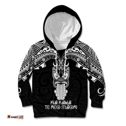 New Zealand Te Reo Maori Kid Hoodie Kia Kaha Maori Language Week Black Style