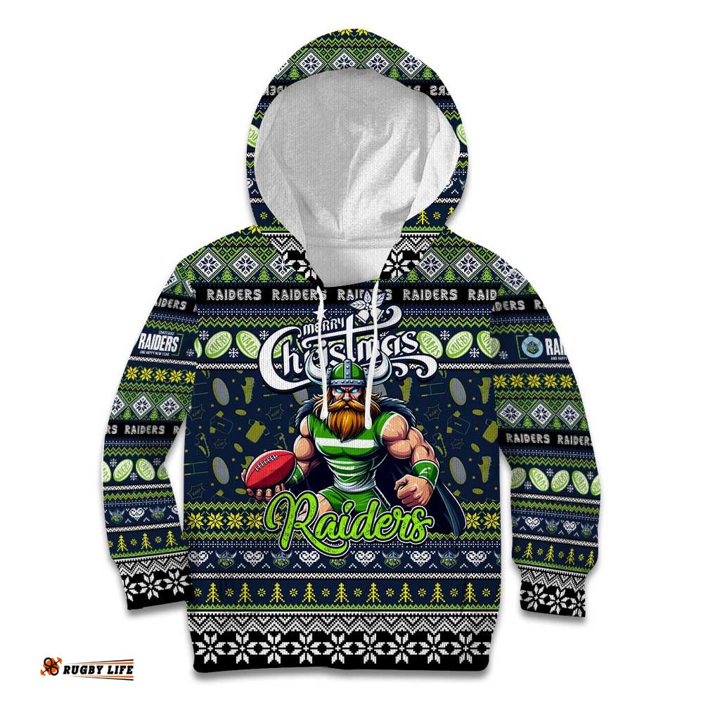 Personalized Raiders Rugby Xmas Kid Hoodie Australia NRL Mascot
