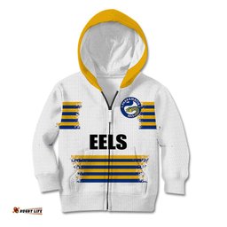 Custom Personalised And Number EELS NRL Kid Hoodie Simple White Style