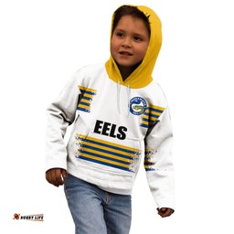 Custom Personalised And Number EELS NRL Kid Hoodie Simple White Style