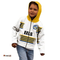 Custom Personalised And Number EELS NRL Kid Hoodie Simple White Style