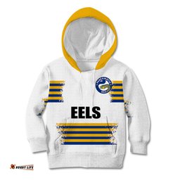 Custom Personalised And Number EELS NRL Kid Hoodie Simple White Style