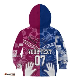 Personalised QLD Maroons Mix NSW Blues Indigenous Kid Hoodie Rugby State of Origin