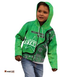 Custom Melbourne Stars Kid Hoodie Indigenous Art Grunge Style