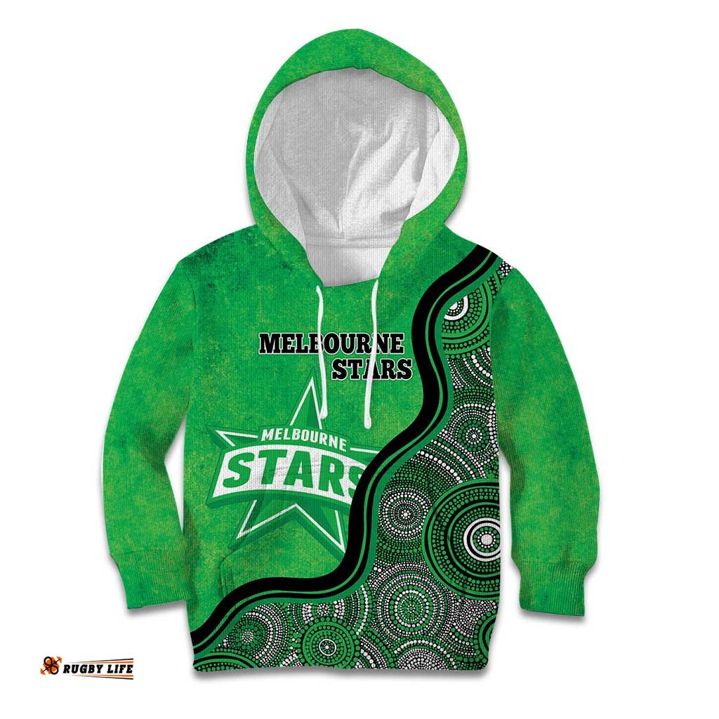 Custom Melbourne Stars Kid Hoodie Indigenous Art Grunge Style