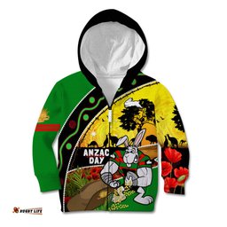 Rabbitohs ANZAC Day Kid Hoodie Souths Mascot Rosemary Starring Night Style