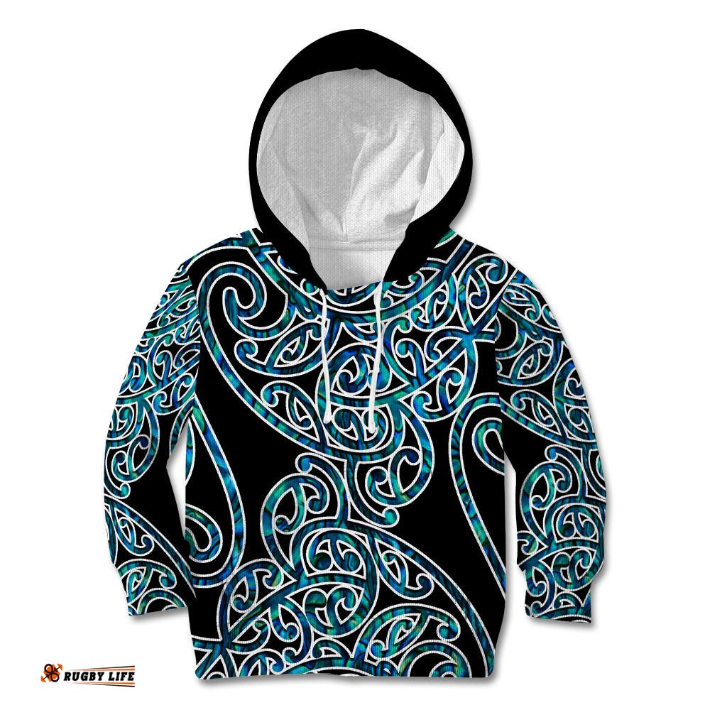 New Zealand Kid Hoodie Maori Pattern Papua Shell