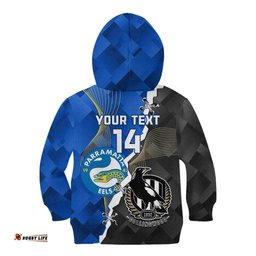 Custom Magpies Football And Eels Rugby Kid Hoodie Dynamic Style