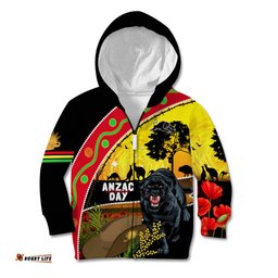 Panthers ANZAC Day Kid Hoodie Pennies Mascot Rosemary Starring Night Style