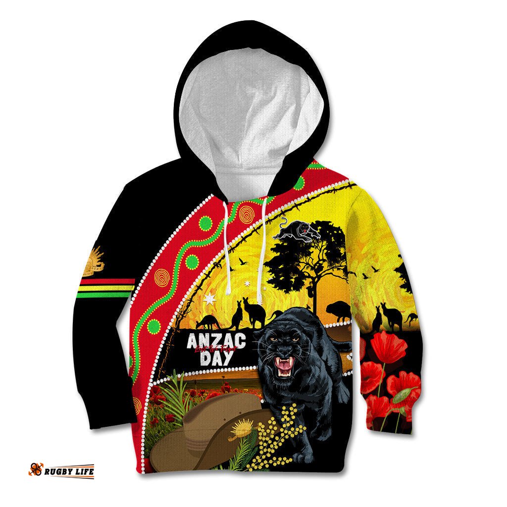 Panthers ANZAC Day Kid Hoodie Pennies Mascot Rosemary Starring Night Style