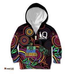 NAIDOC Maroon Rugby Kid Hoodie Queensland Indigenous Tribal