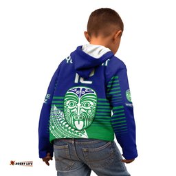 Custom Warriors New Zealand Rugby Kid Hoodie Maori Face Ta Moko Simple Style