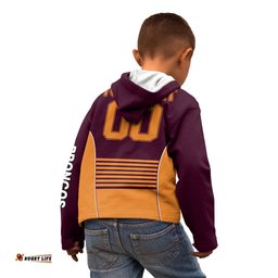 Custom Text And Number Brisbane Broncos NRL Kid Hoodie No3