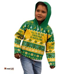Personalised Australia Soccer Christmas Kid Hoodie All I Want For Xmas Is Matildas