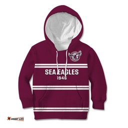 Personalised Sea Eagles Rugby Kid Hoodie Manly Warringah Maroon Sporty Style