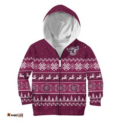 Sea Eagles Rugby Hoodie KID Indigenous Silvertails Merry Christmas