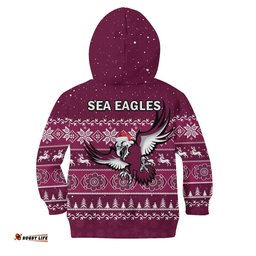 Sea Eagles Rugby Hoodie KID Indigenous Silvertails Merry Christmas