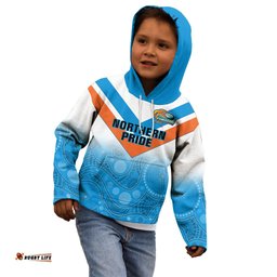 Personalised Australia Rugby Kid Hoodie Queensland Northern Pride Indigenous Art