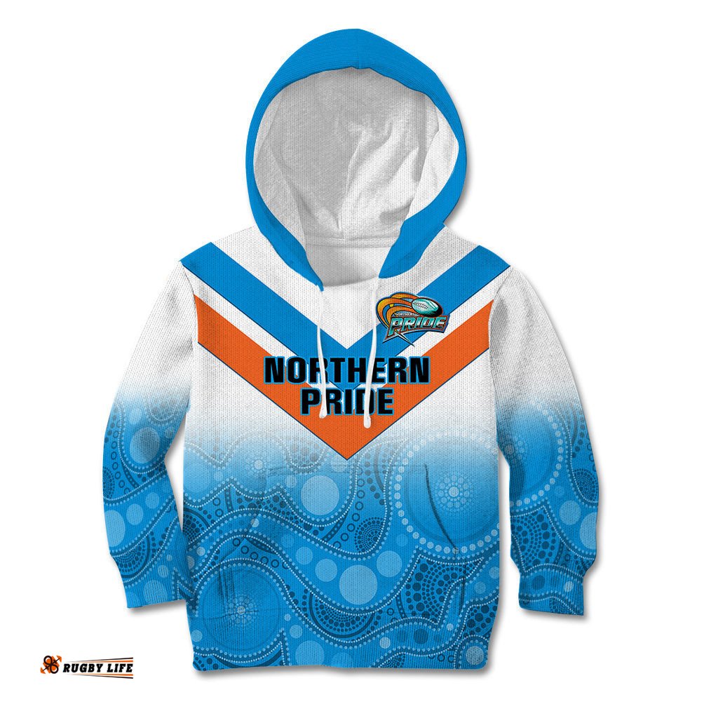 Personalised Australia Rugby Kid Hoodie Queensland Northern Pride Indigenous Art