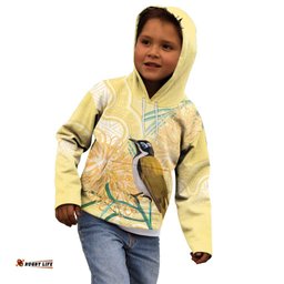 Australia Grevillea And Honeyeaters Kid Hoodie Aboriginal Art Watercolor Style