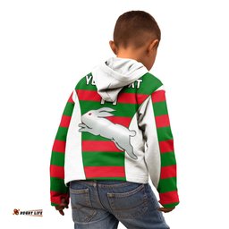 Custom Text And Number Rabbitohs Rugby Kid Hoodie Go Souths 1908 Sporty Style White