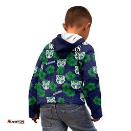 New Zealand Warriors Rugby Kid Hoodie Polynesian Style With Hibiscus
