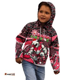 Merry Christmas AFL Swans Kid Hoodie Aboriginal Santa Football Mascot