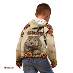 I Love Wombat Kid Hoodie Australian Aboriginal Art