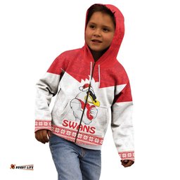 AFL Sydney Christmas Personalised Kid Hoodie with Swans Mascot Simple Style