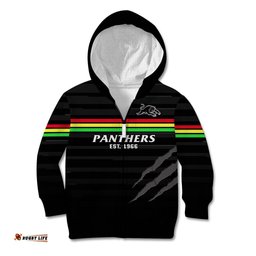 Custom Text And Number Penrith Panthers Rugby Kid Hoodie The Riff Est 1966 Black Sporty