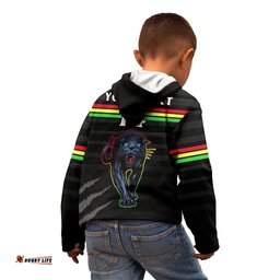 Custom Text And Number Penrith Panthers Rugby Kid Hoodie The Riff Est 1966 Black Sporty