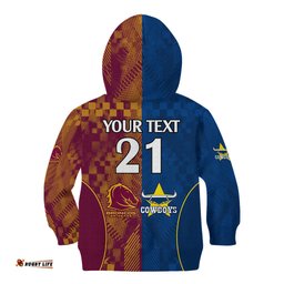 Custom NRL Cowboys and Broncos Kid Hoodie Sporty Style