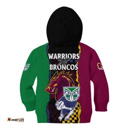 NRL Combine Warriors and Broncos Kid Hoodie Sporty Style
