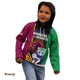 NRL Combine Warriors and Broncos Kid Hoodie Sporty Style