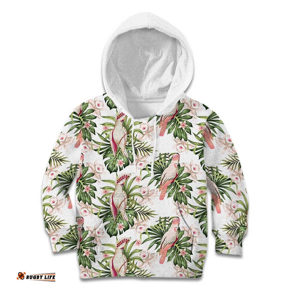 Australia Pink Cockatoo Kid Hoodie Aussie Orchids Seamless Pattern