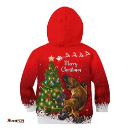 Personalised Australia Christmas Kid Hoodie Aussie Platypus Xmas Vibes