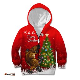 Personalised Australia Christmas Kid Hoodie Aussie Platypus Xmas Vibes
