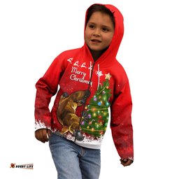 Personalised Australia Christmas Kid Hoodie Aussie Platypus Xmas Vibes