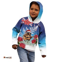 New Zealand Kiwi Christmas Kid Hoodie Xmas Vibe